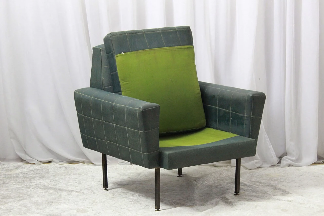 Green vintage armchairs, 1950s, set of 2 5