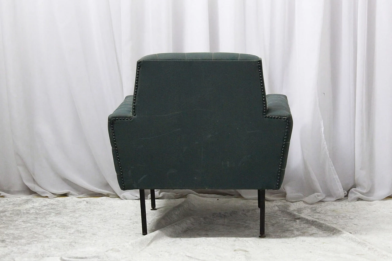 Green vintage armchairs, 1950s, set of 2 9