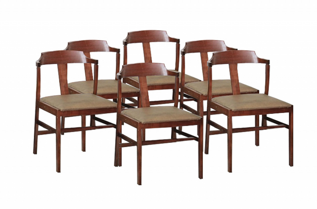 Vintage teak dining chairs, 60s, set of 6 1