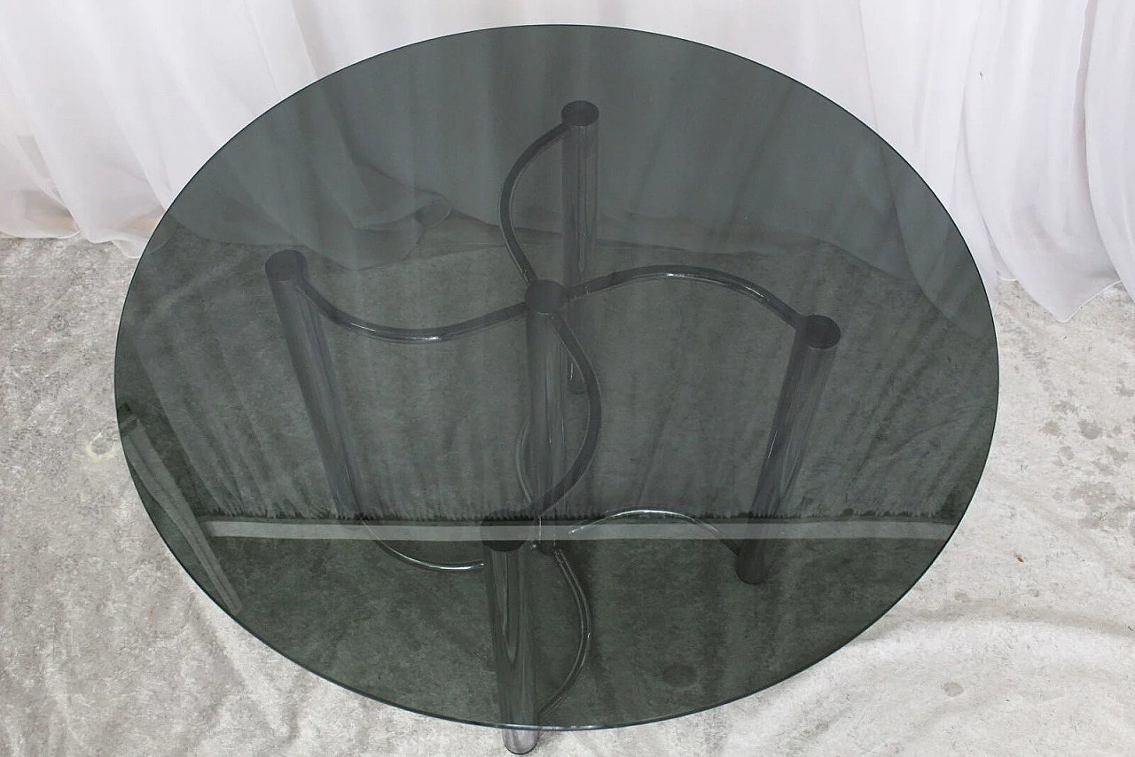 Mid century Italian glass round table by Giotto Stoppino, 70s 3