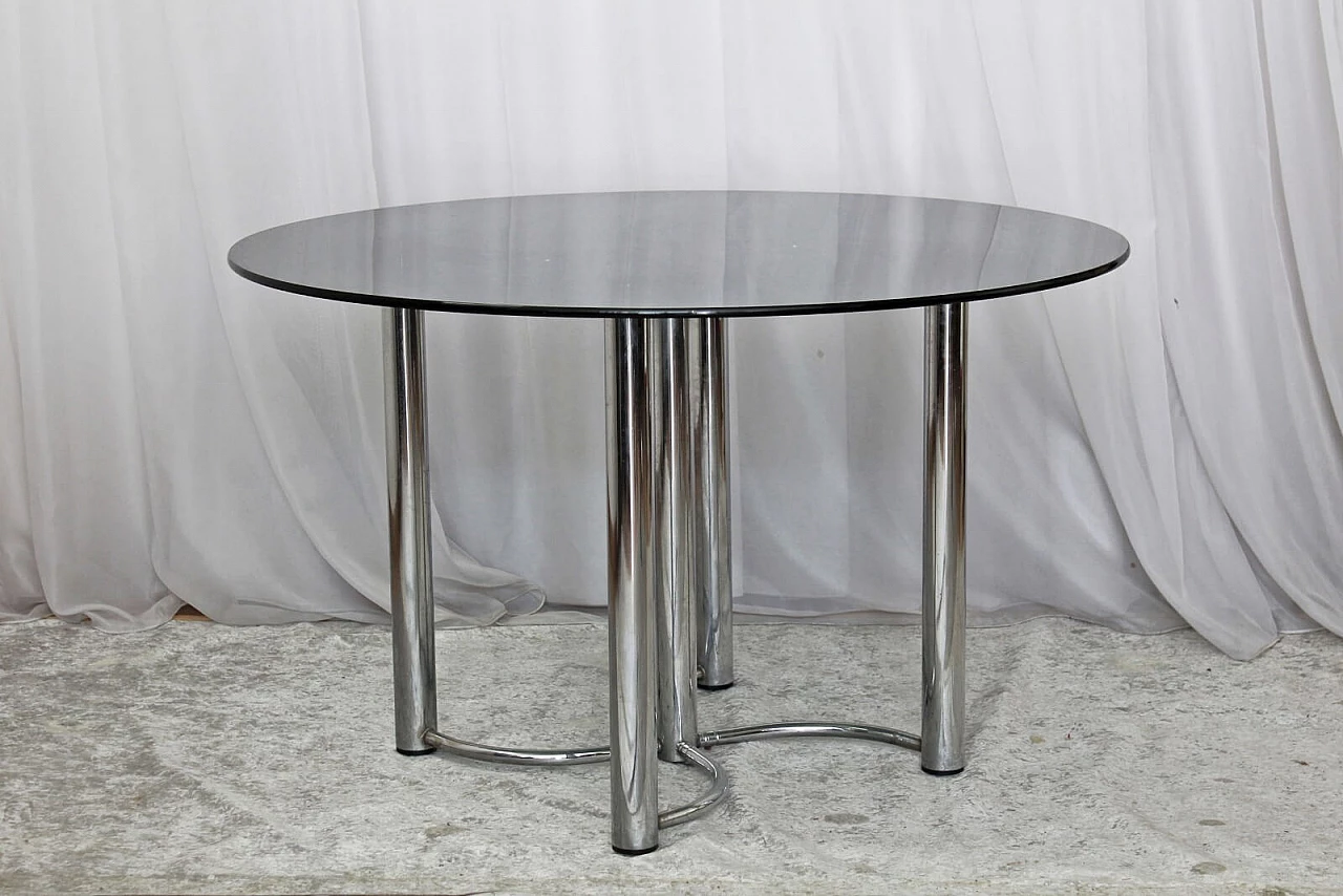 Mid century Italian glass round table by Giotto Stoppino, 70s 2