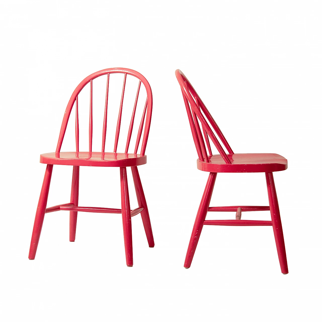 Coppia di sedie rosse modello Windsor 1145194