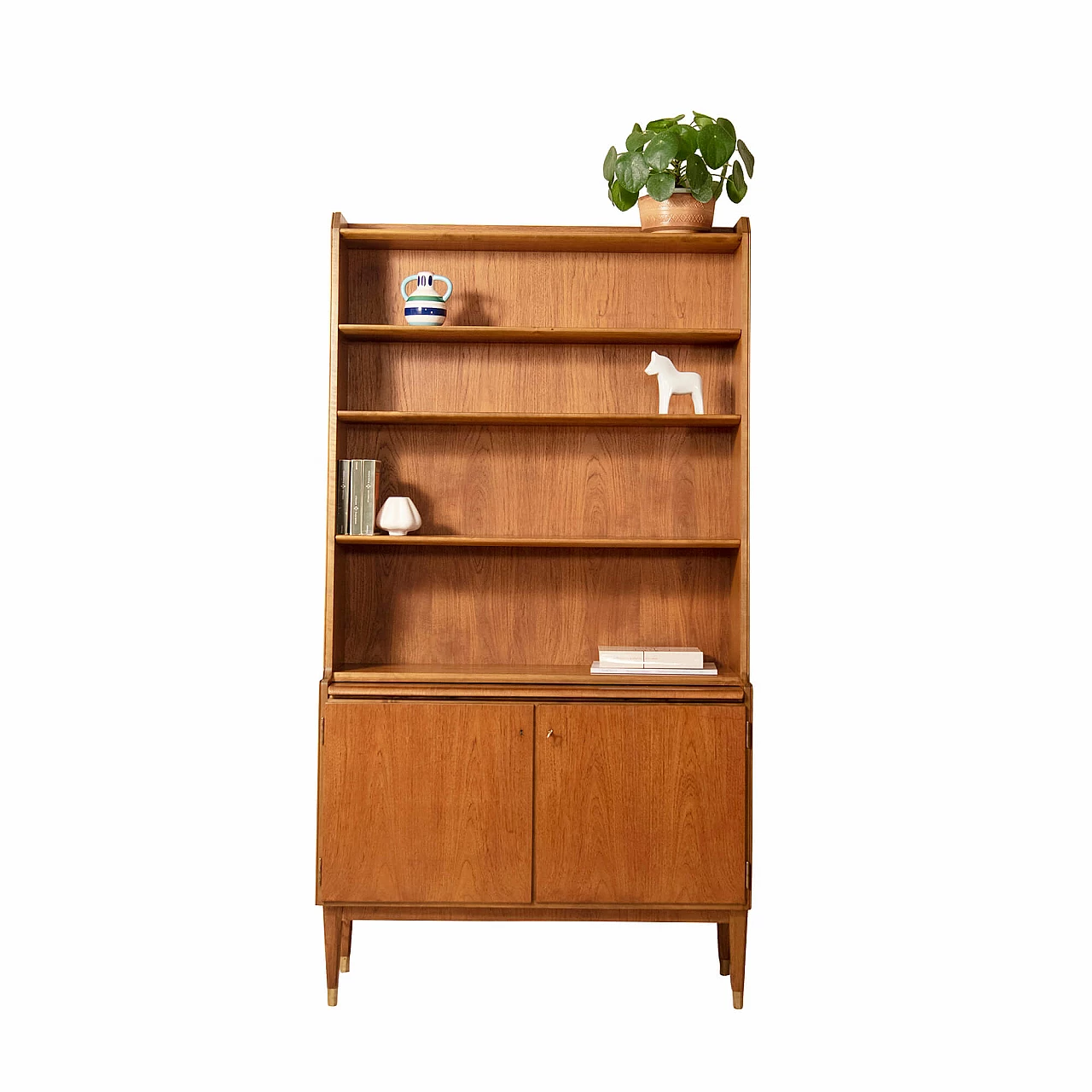 Scandinavian teak bookcase, with pull-out top 1145279