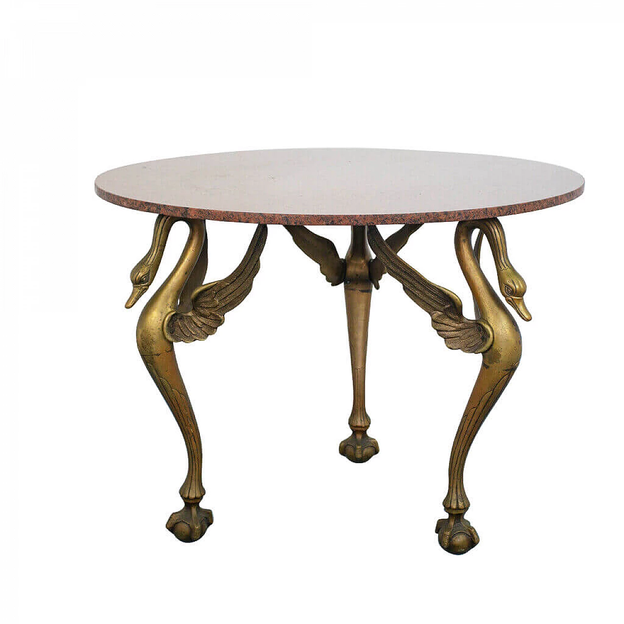French round marble table with brass feet, 30s 1145287