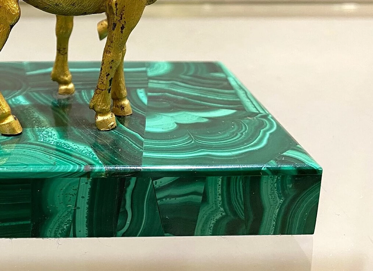 Scultura di cavalli in bronzo e malachite, fine '800 1145365