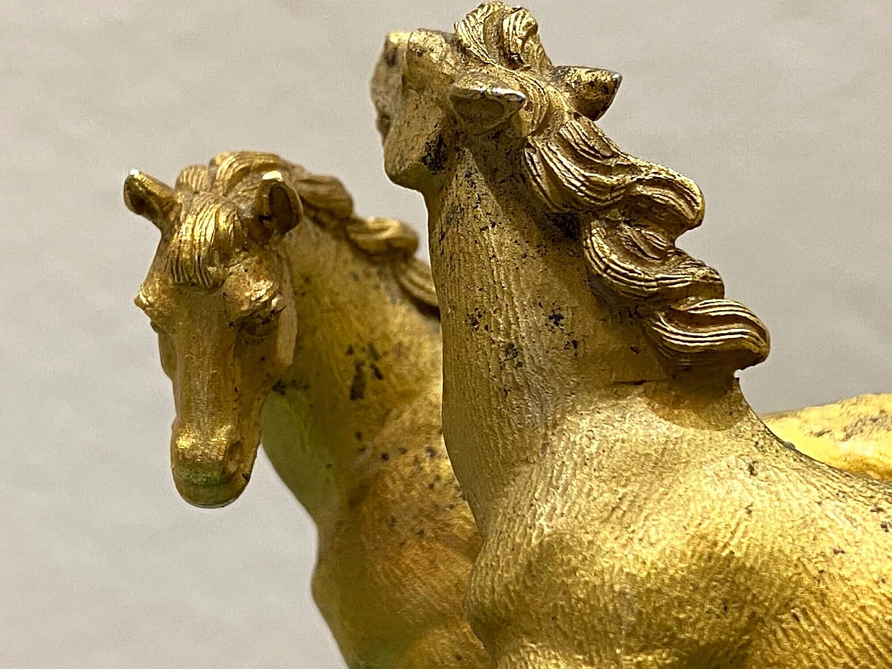 Scultura di cavalli in bronzo e malachite, fine '800 1145367