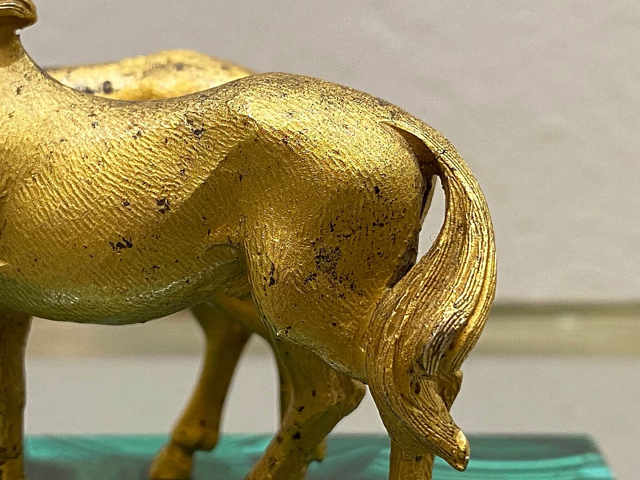 Scultura di cavalli in bronzo e malachite, fine '800 1145368