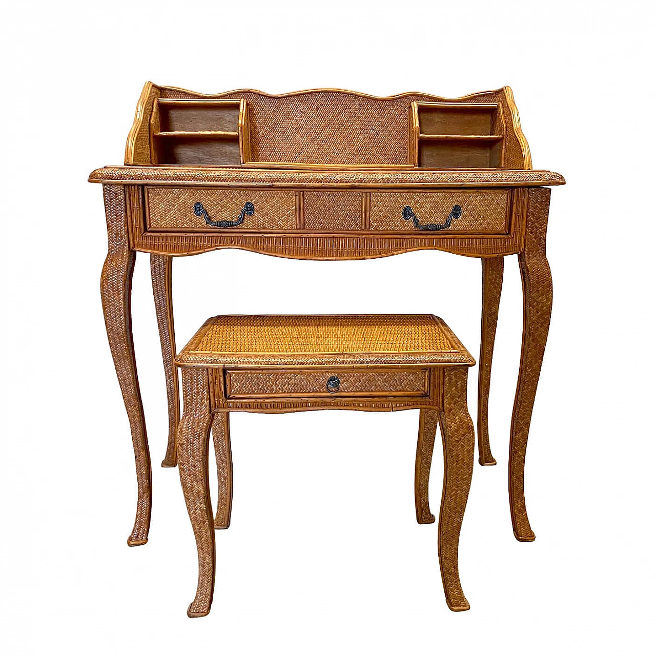 Desk with wicker stool, 1960s 1145444