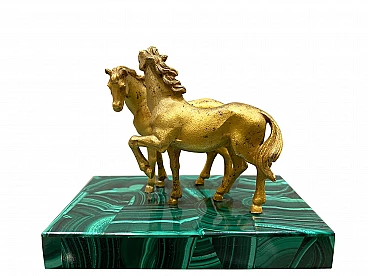 Scultura di cavalli in bronzo e malachite, fine '800