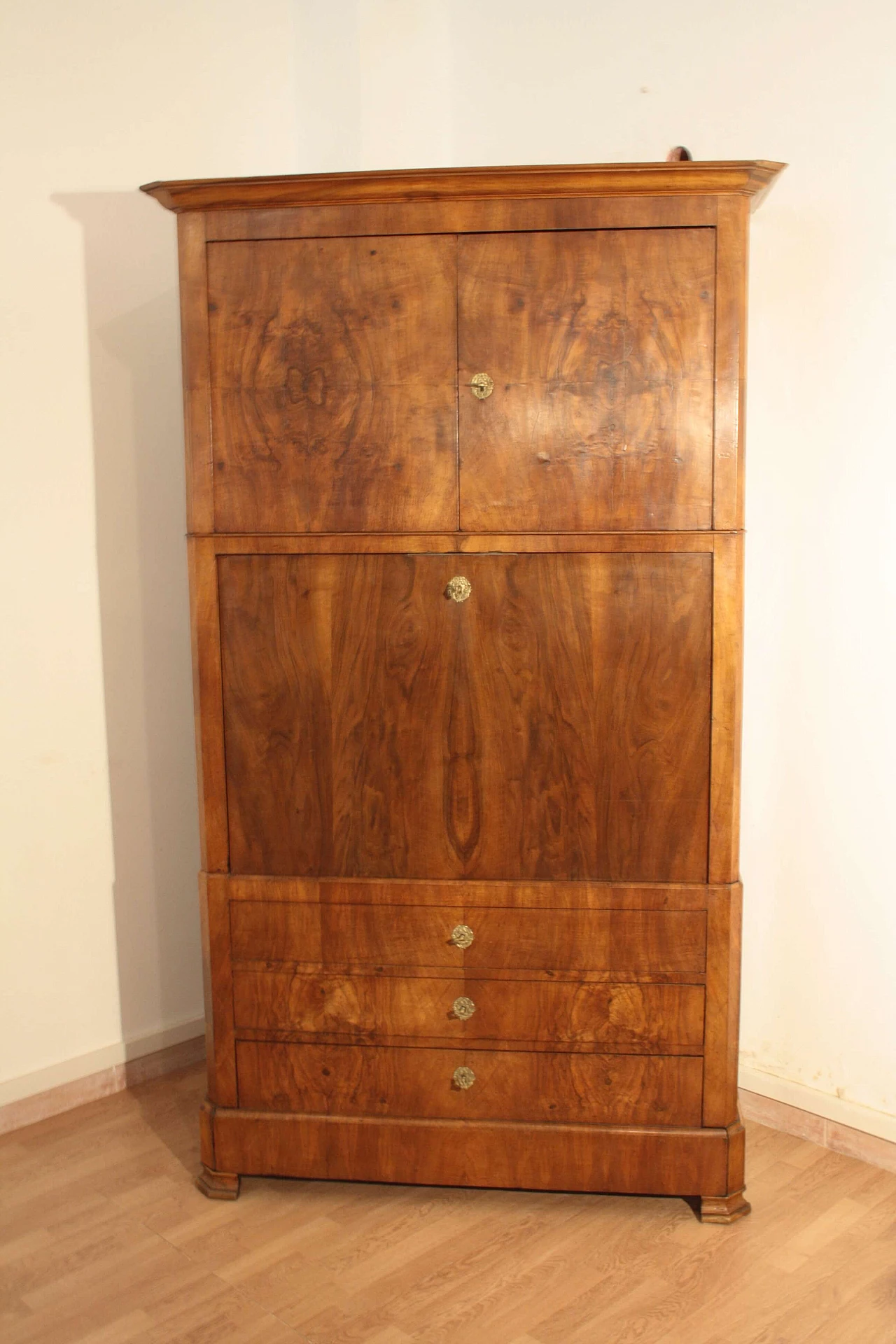 Secretaire in rovere e radica, fine '800 1145627