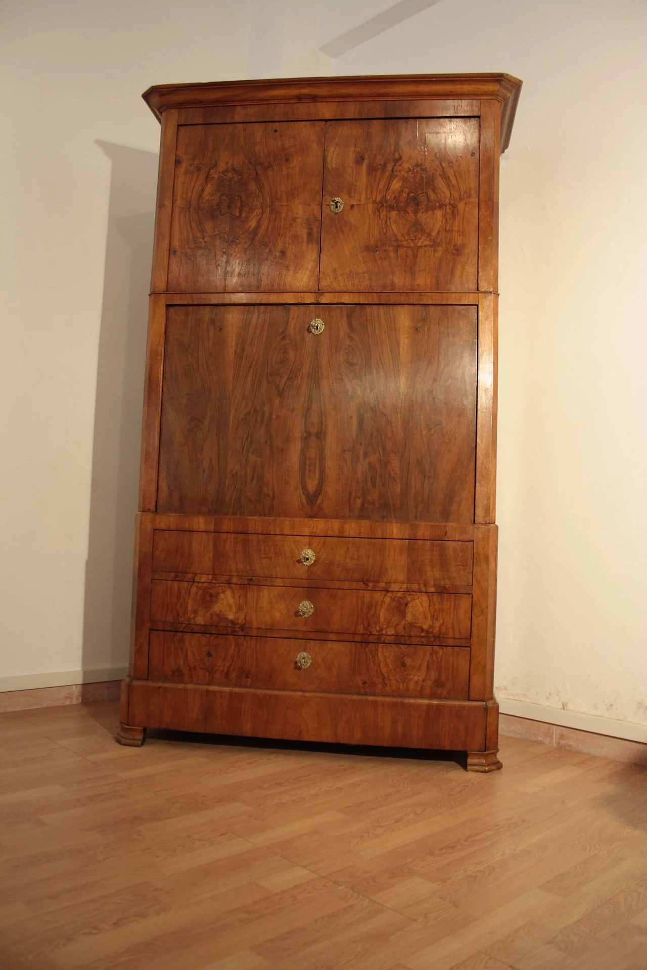 Secretaire in rovere e radica, fine '800 1145632