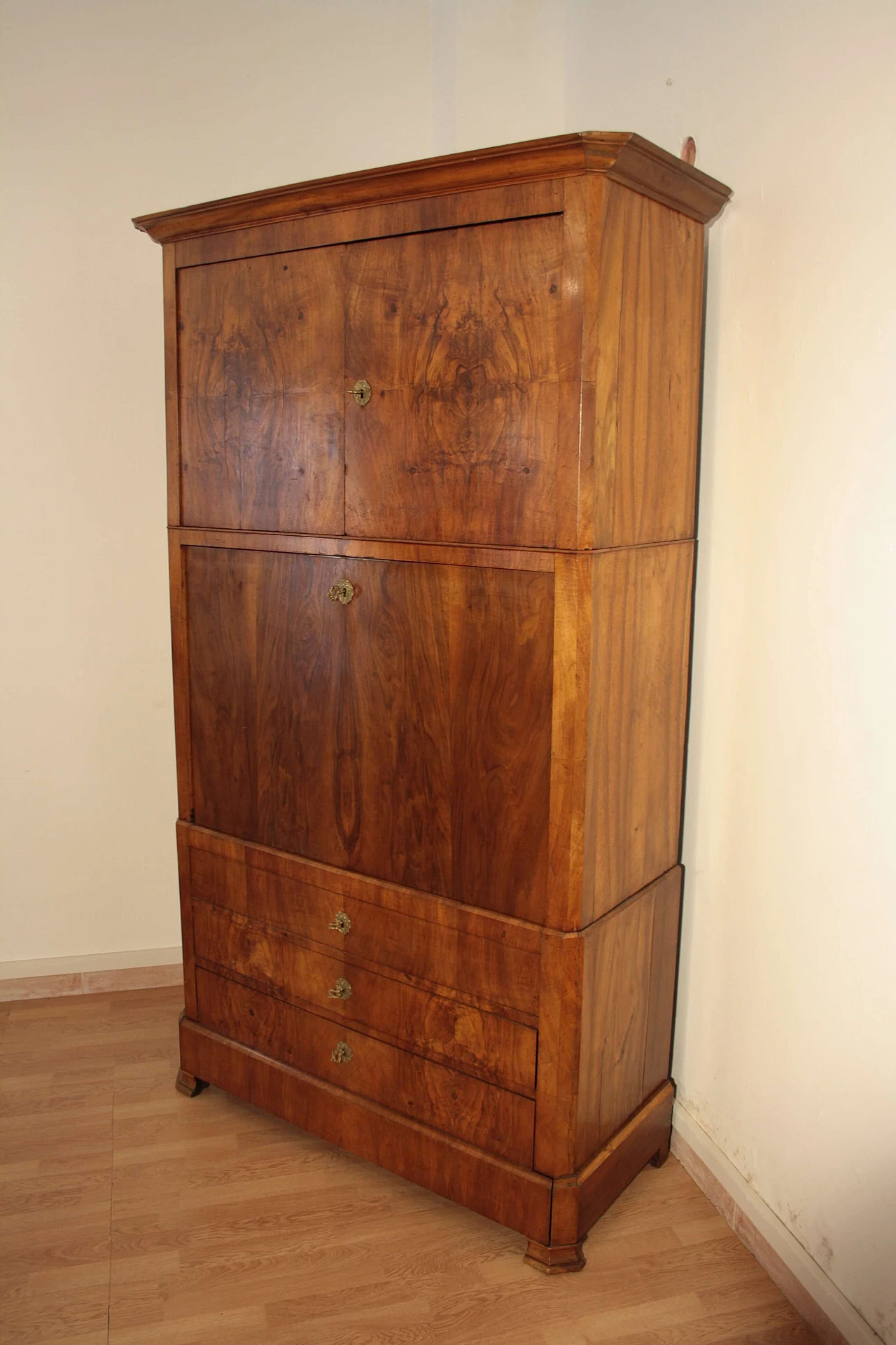 Secretaire in rovere e radica, fine '800 1145635