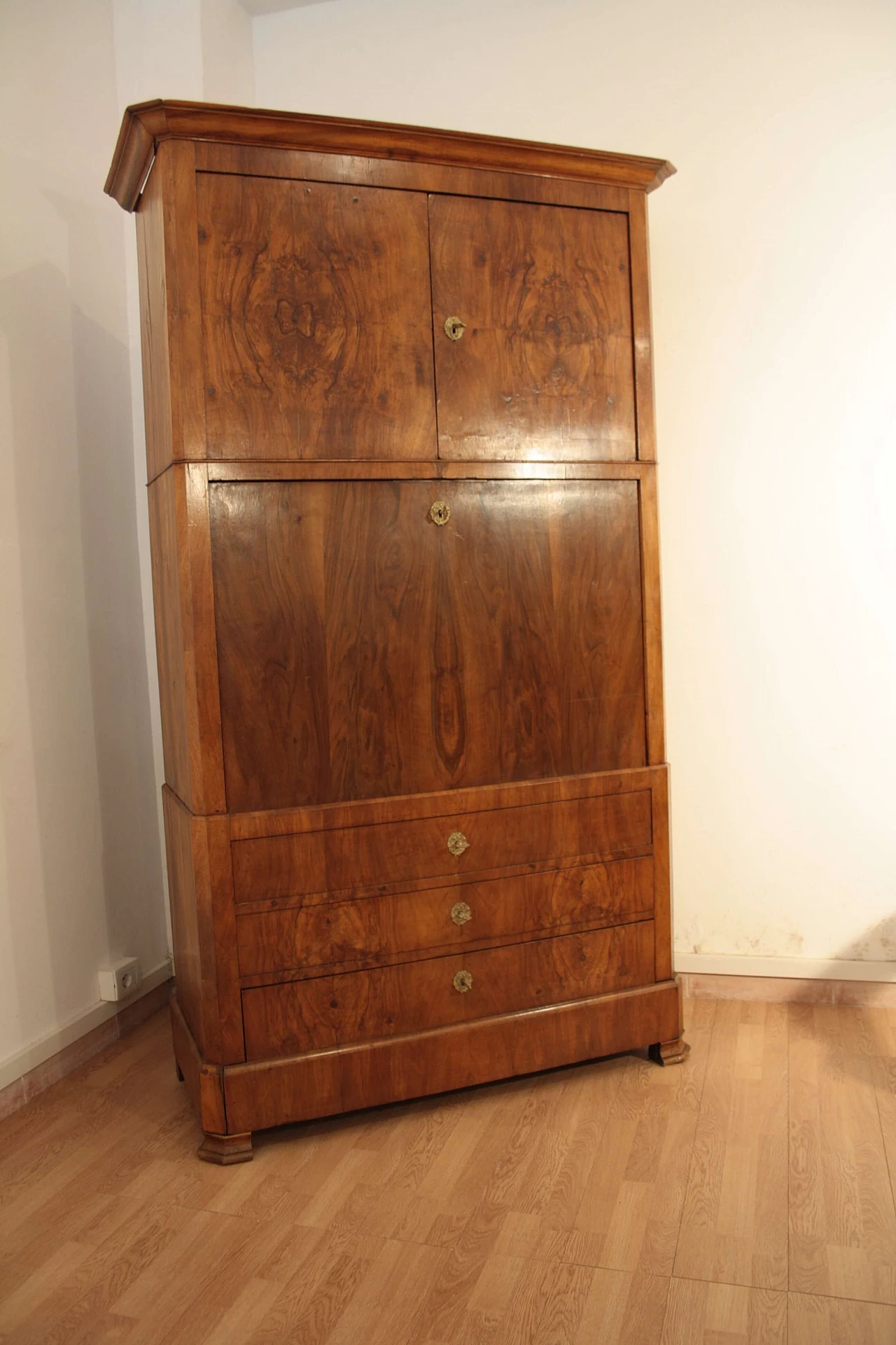 Secretaire in rovere e radica, fine '800 1145642