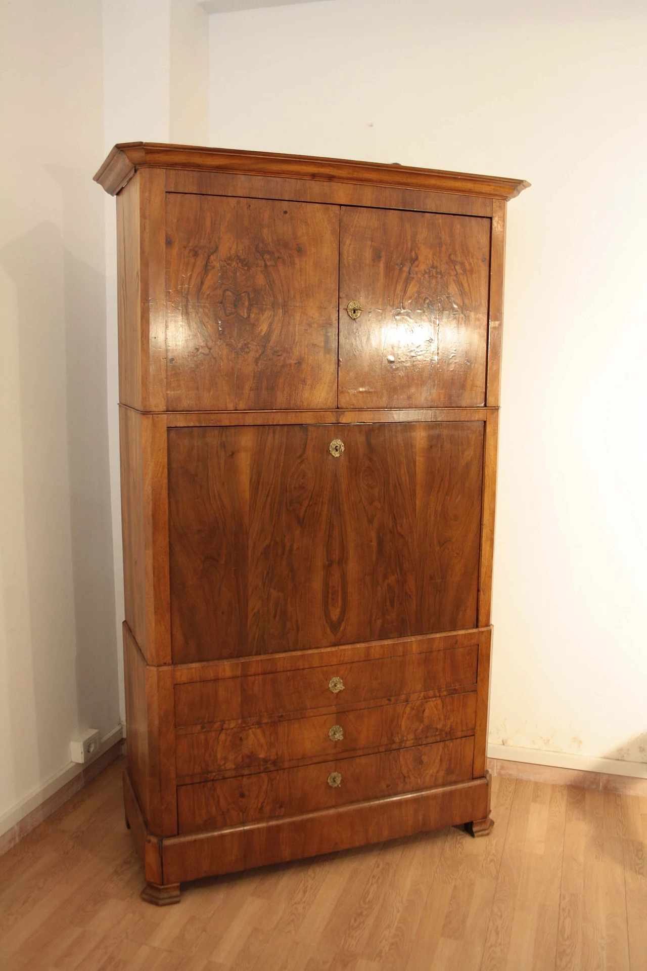 Secretaire in rovere e radica, fine '800 1145643