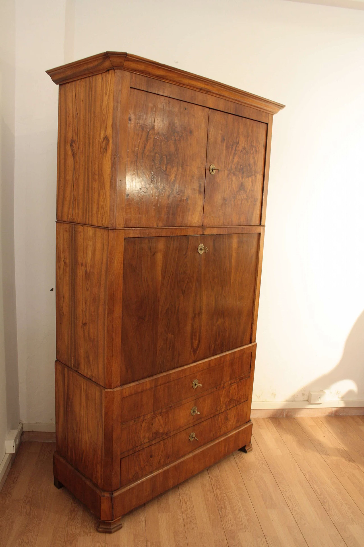 Secretaire in rovere e radica, fine '800 1145644