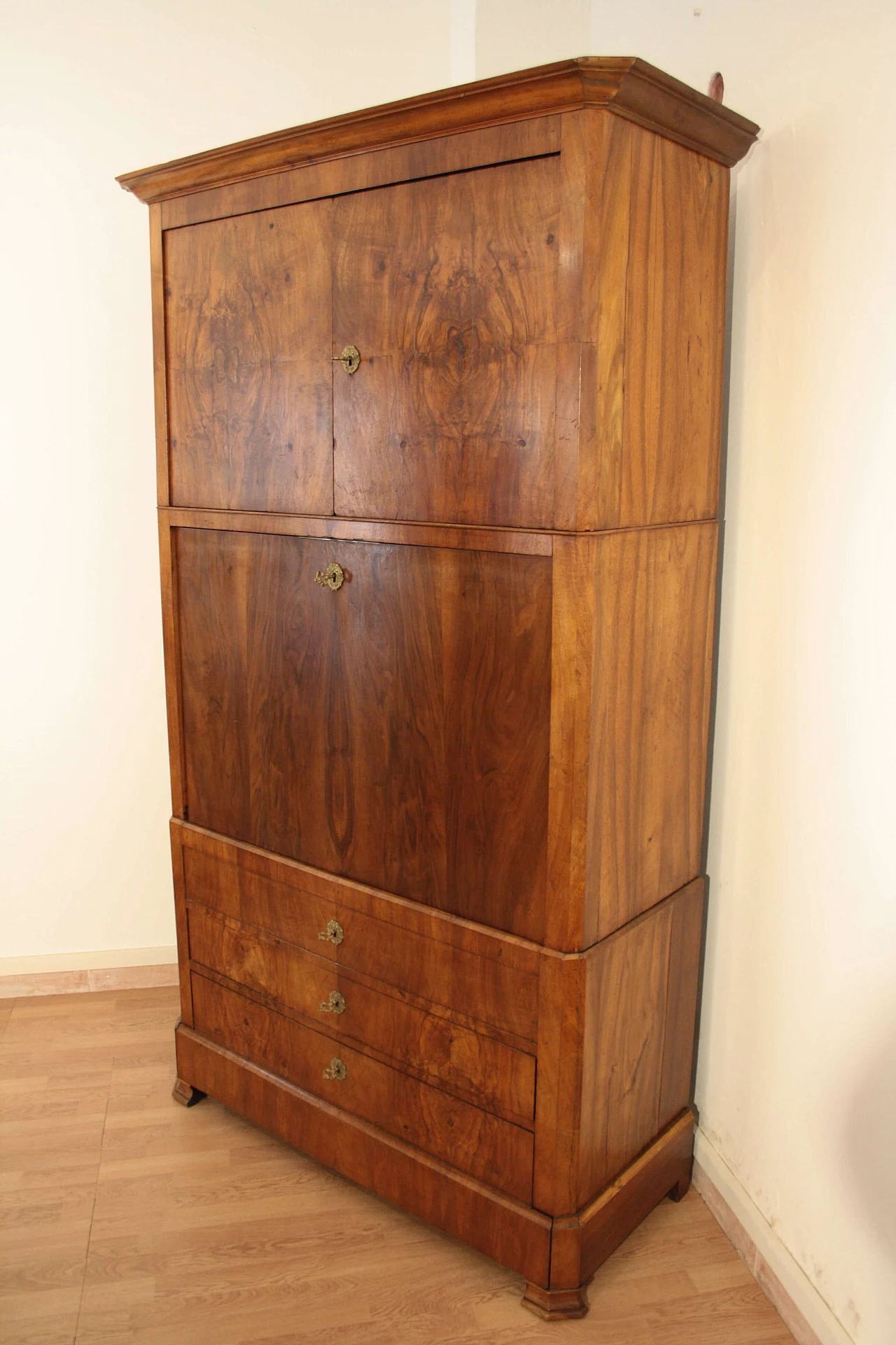 Secretaire in rovere e radica, fine '800 1145662