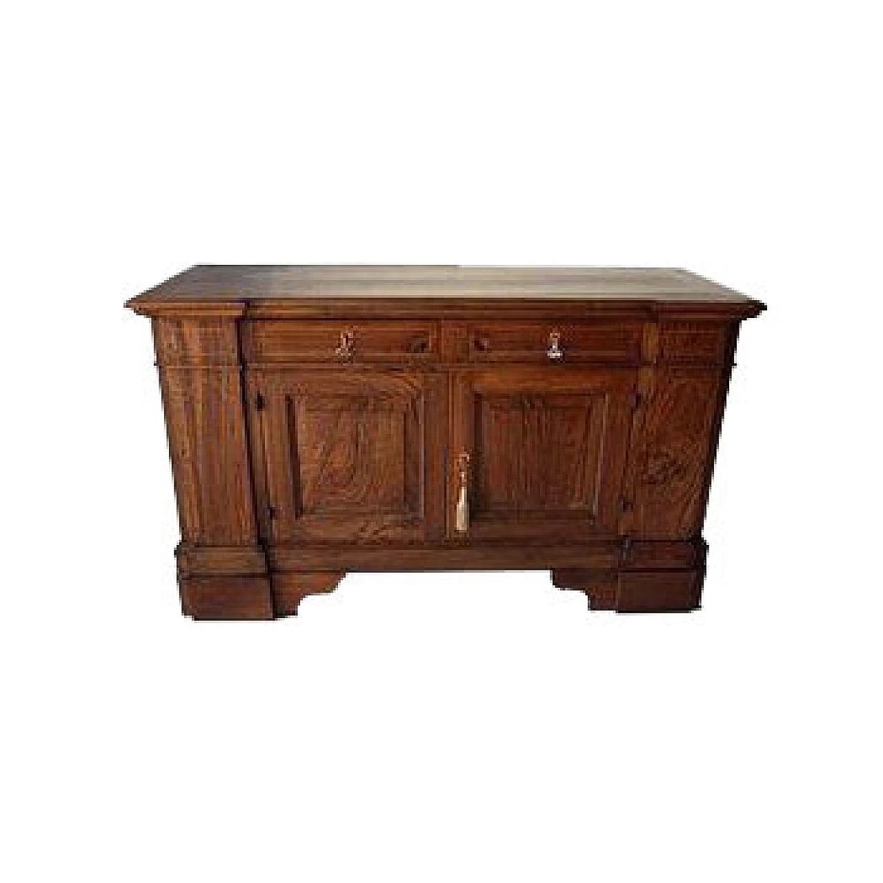 Italian low sideboard in solid walnut wood, end of the 18th century 1145915