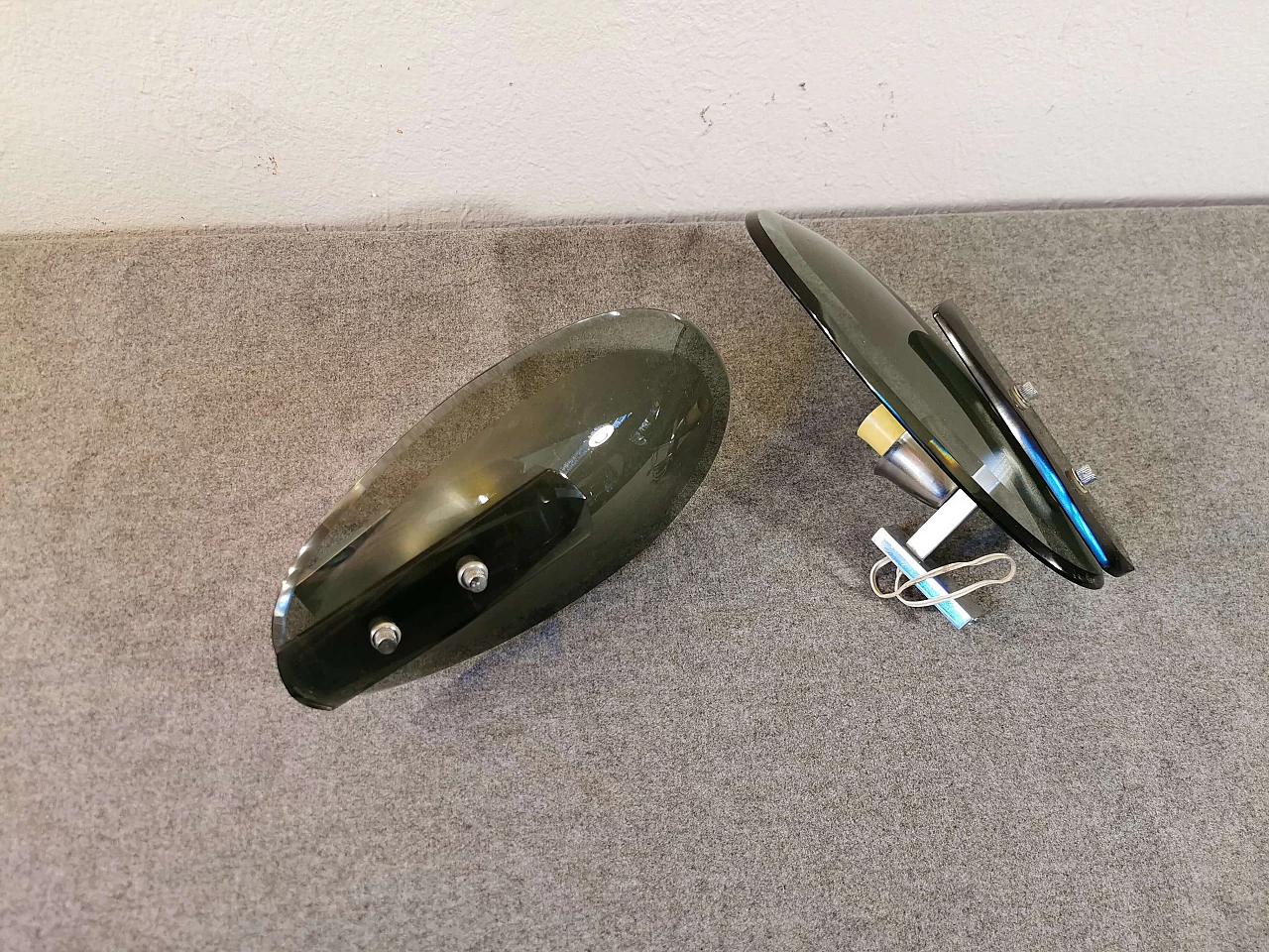 Coppia di appliques in vetro fumè 1146087