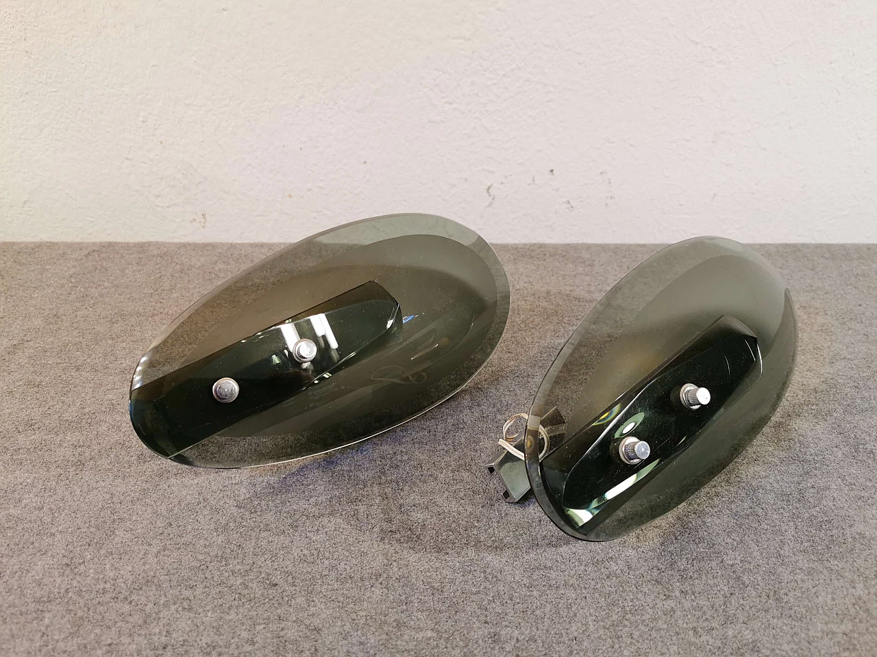 Coppia di appliques in vetro fumè 1146088