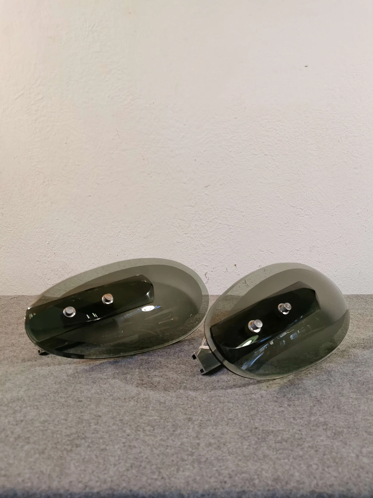 Coppia di appliques in vetro fumè 1146089