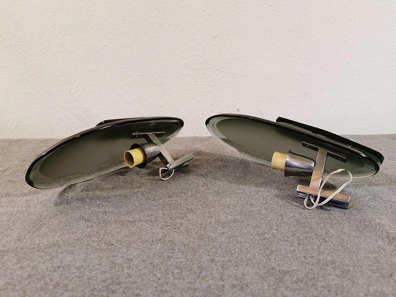 Coppia di appliques in vetro fumè 1146092