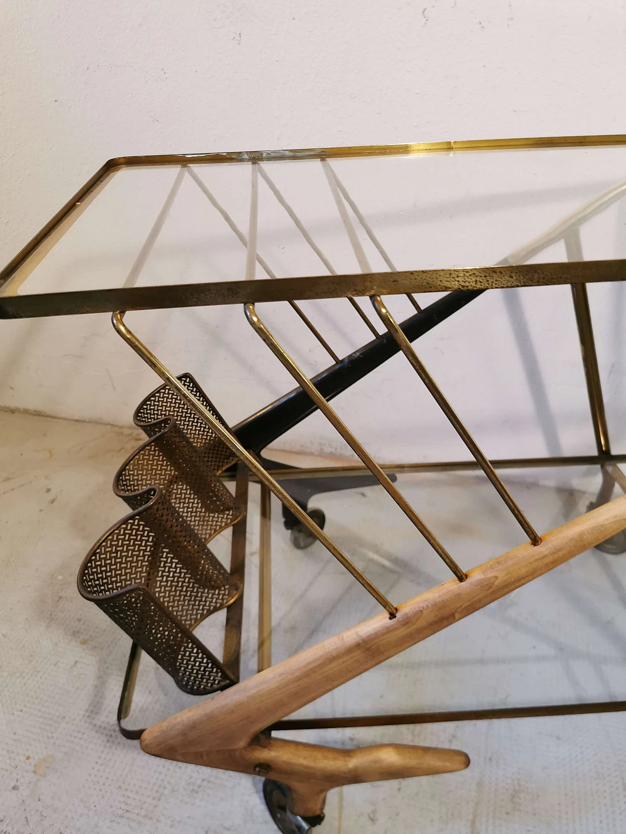 Trolley in brass and wood, 1950s 1146173