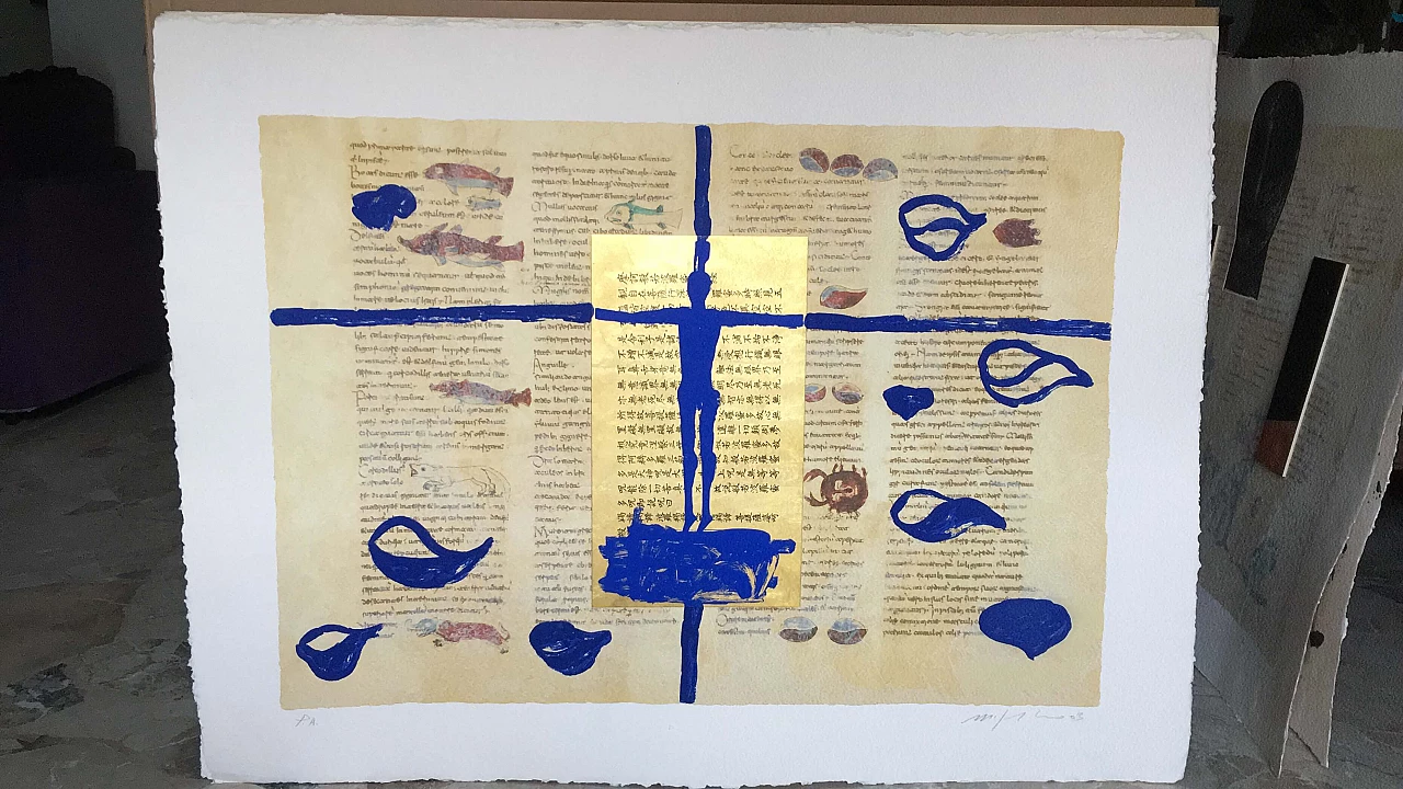 Acquaforte serigrafia e collage di Mimmo Paladino 1146353