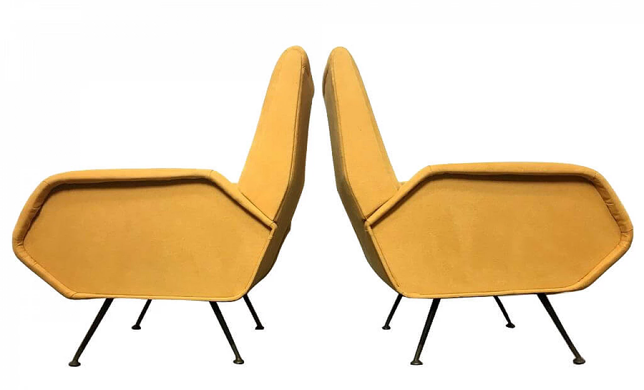 Pair of yellow armchairs, 50's 1146402