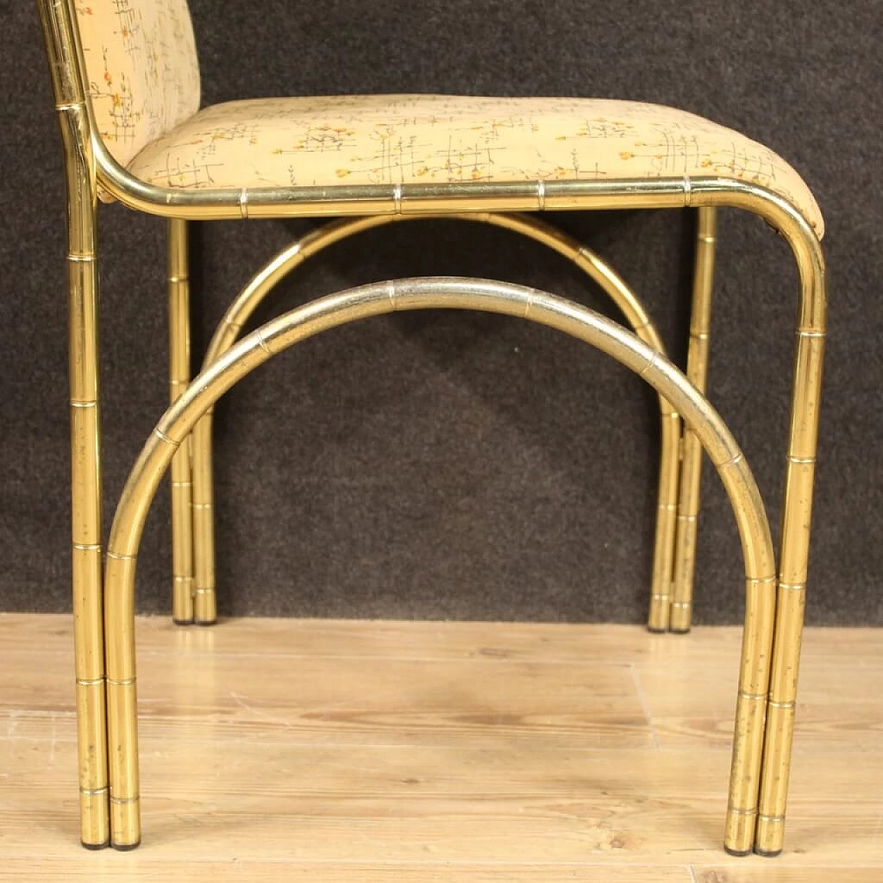 6 sedie italiane di design in metallo dorato, anni '70 1146478