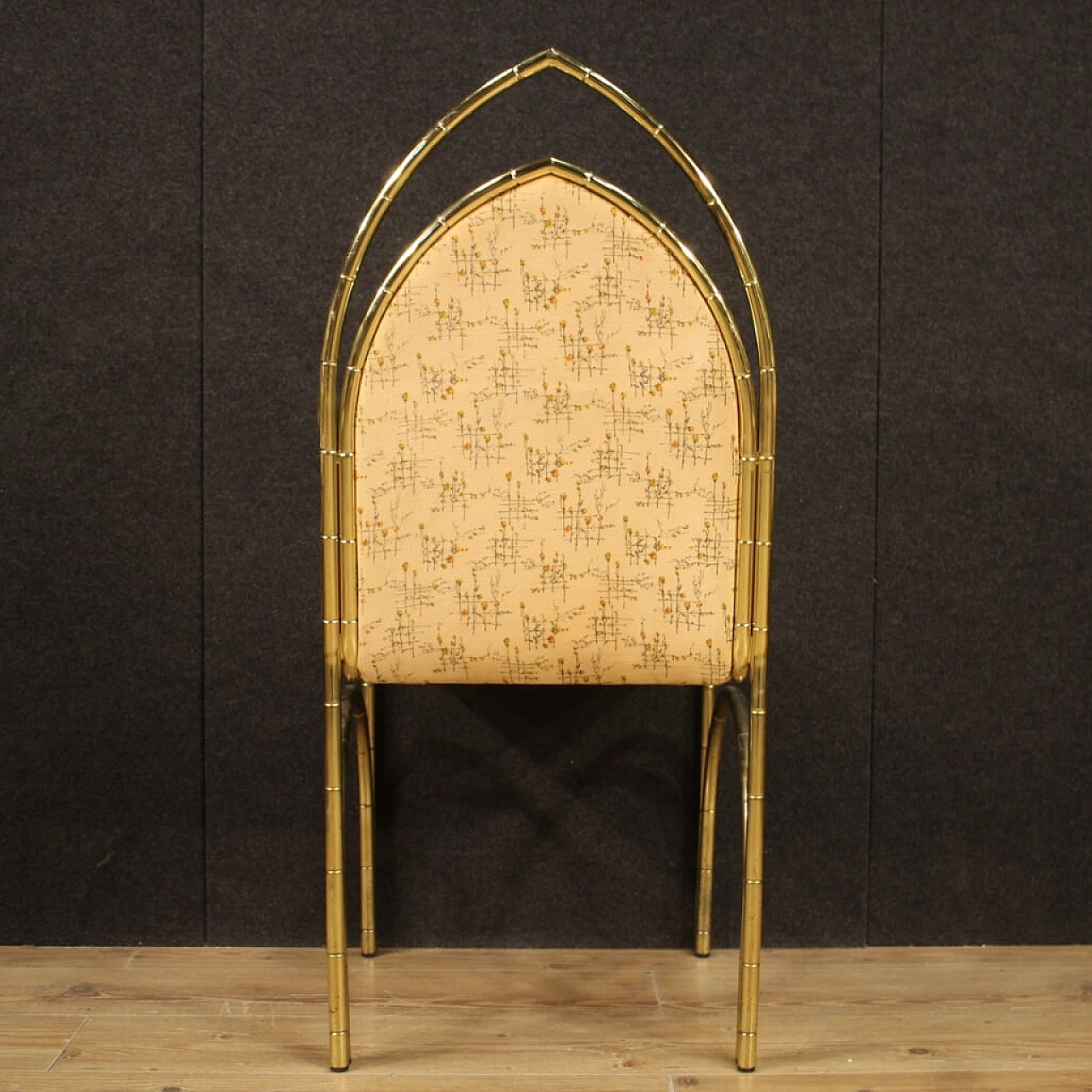 6 sedie italiane di design in metallo dorato, anni '70 1146479