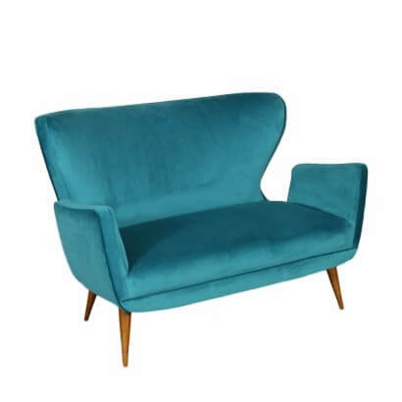 Argentinian two seater Mid century green sofa, 50s 1146692