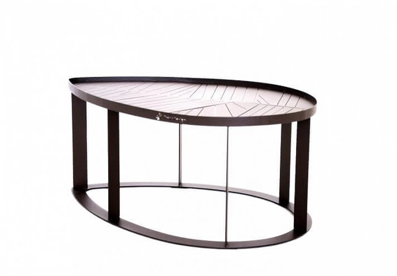 Tavolino Lila in acciaio e corten sagomato a foglia 1146737