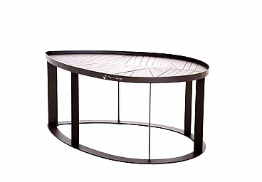 Tavolino Lila in acciaio e corten sagomato a foglia