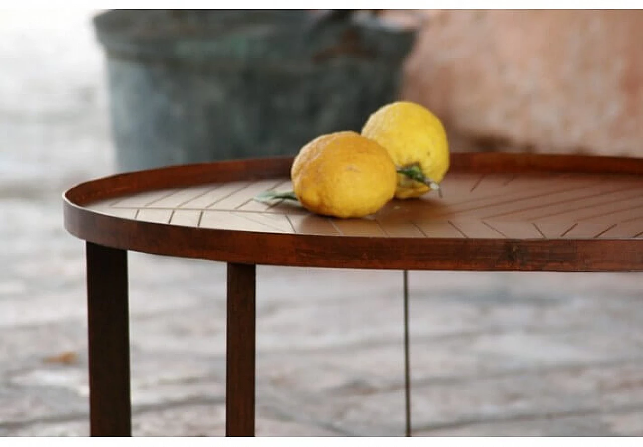 Lila steel and corten coffee table in leaf shape, made in Italy 1146742