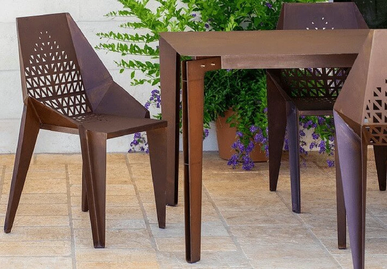 Leggero dining table by Giuseppe Pio D'Altilia in corten steel bronze tone, made in Italy 1146824