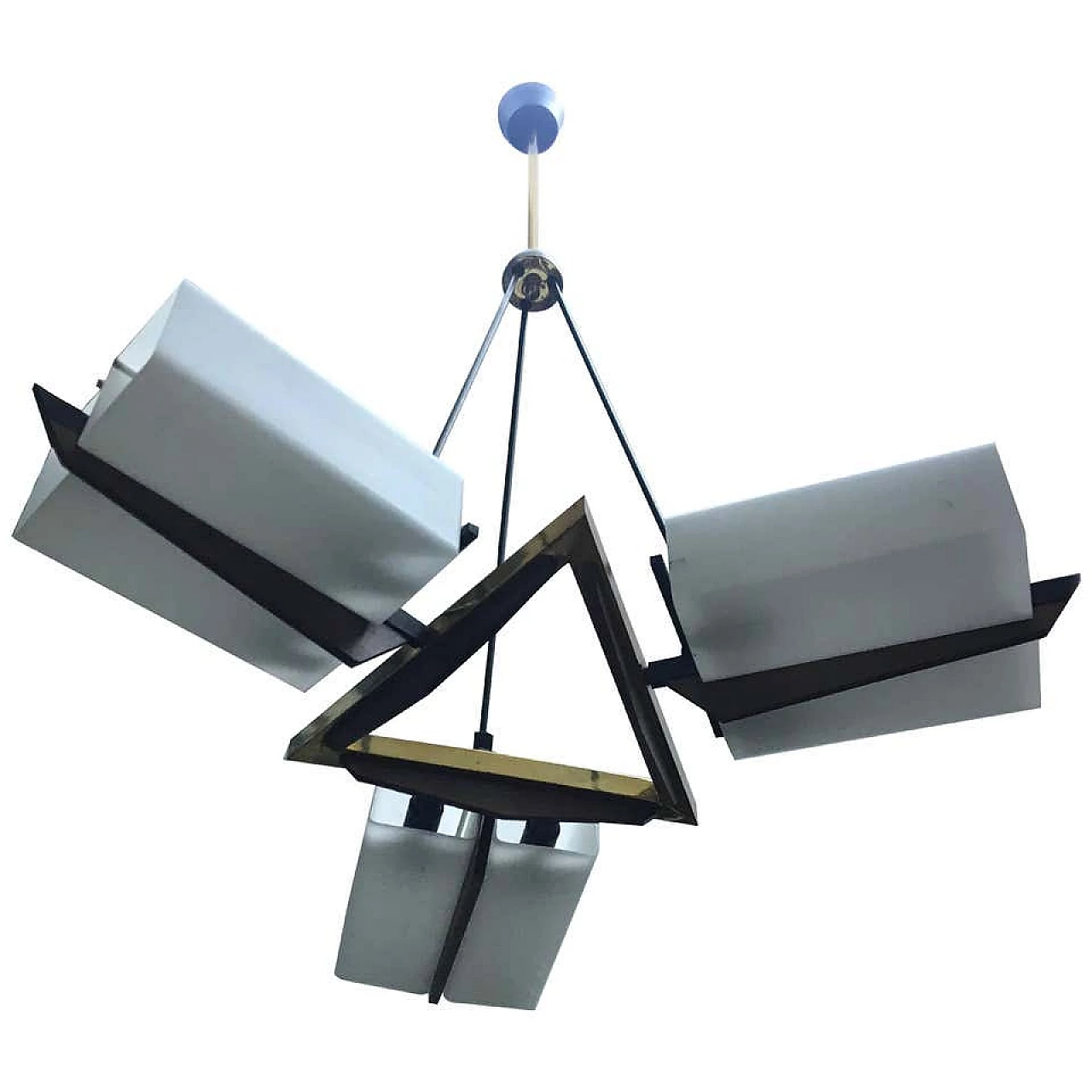 Teak and brass chandelier by Stilux, 1950's 1146873