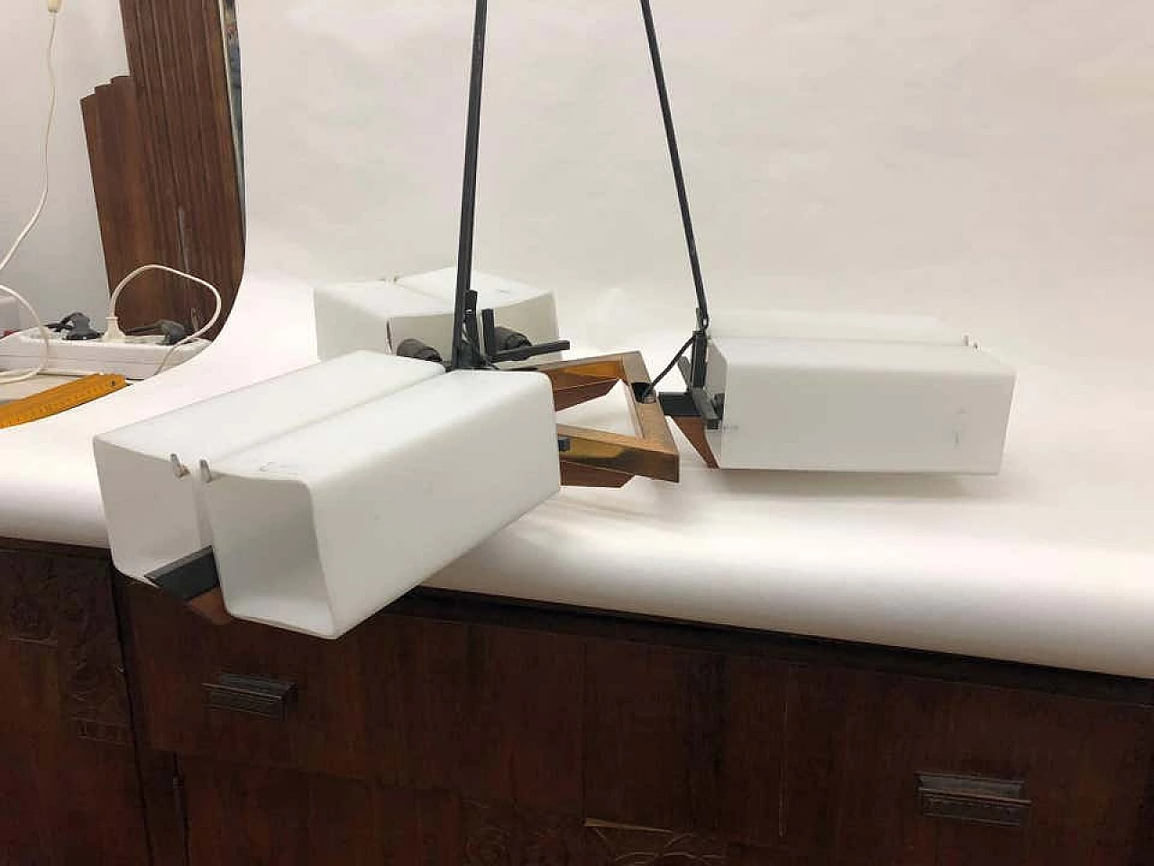 Teak and brass chandelier by Stilux, 1950's 1146874