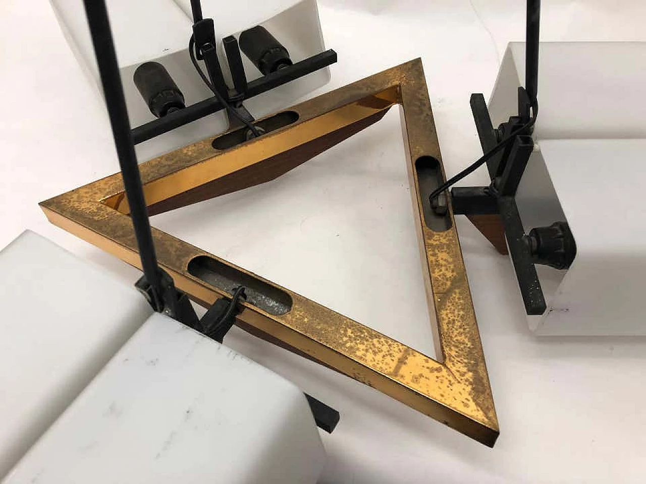 Teak and brass chandelier by Stilux, 1950's 1146875