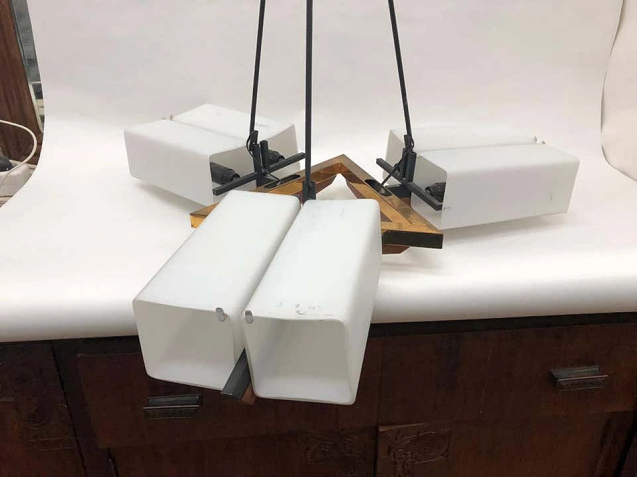 Teak and brass chandelier by Stilux, 1950's 1146878