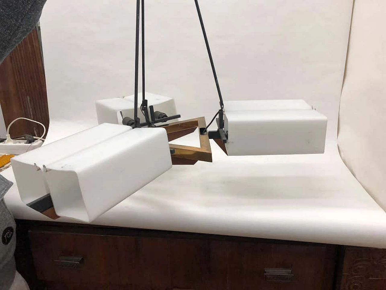 Teak and brass chandelier by Stilux, 1950's 1146879