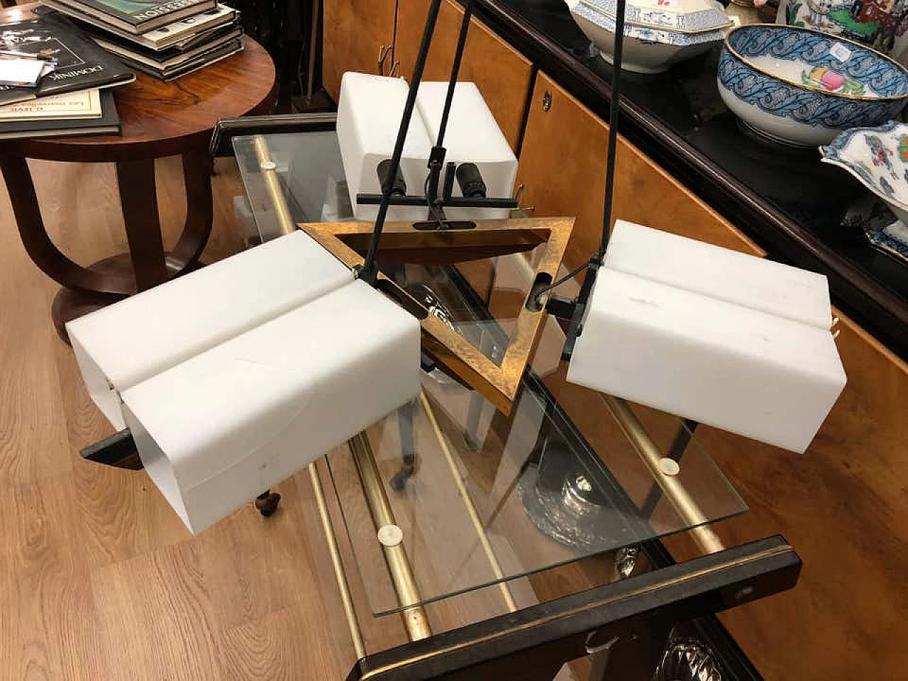 Teak and brass chandelier by Stilux, 1950's 1146882