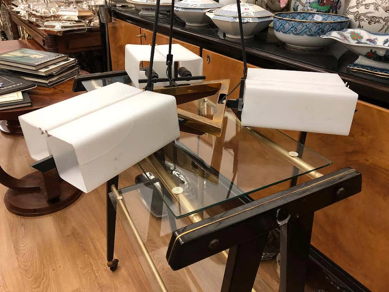 Teak and brass chandelier by Stilux, 1950's 1146883