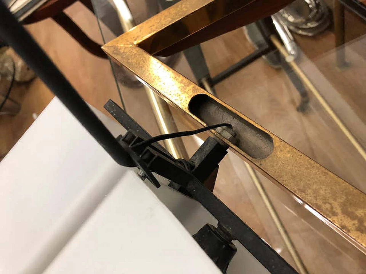 Teak and brass chandelier by Stilux, 1950's 1146885