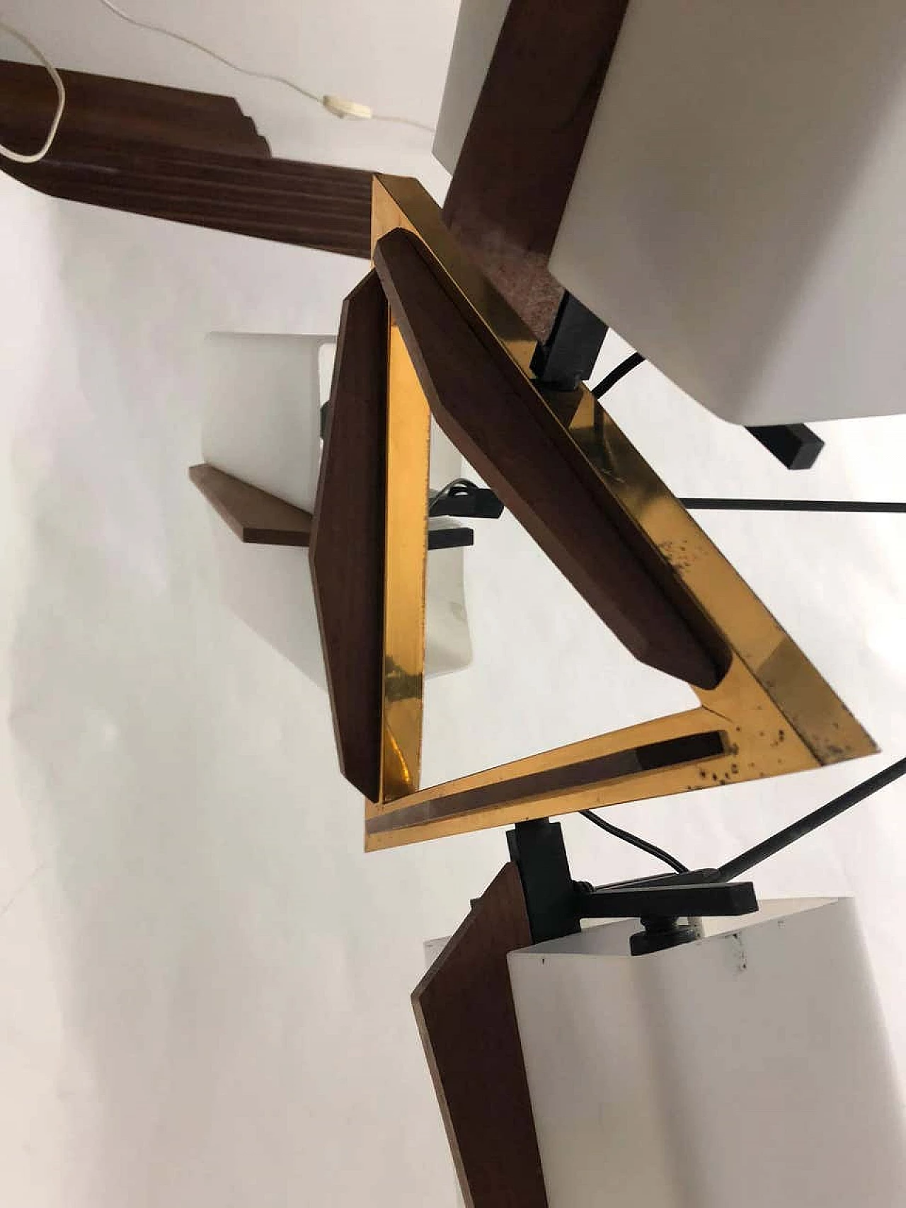 Teak and brass chandelier by Stilux, 1950's 1146894