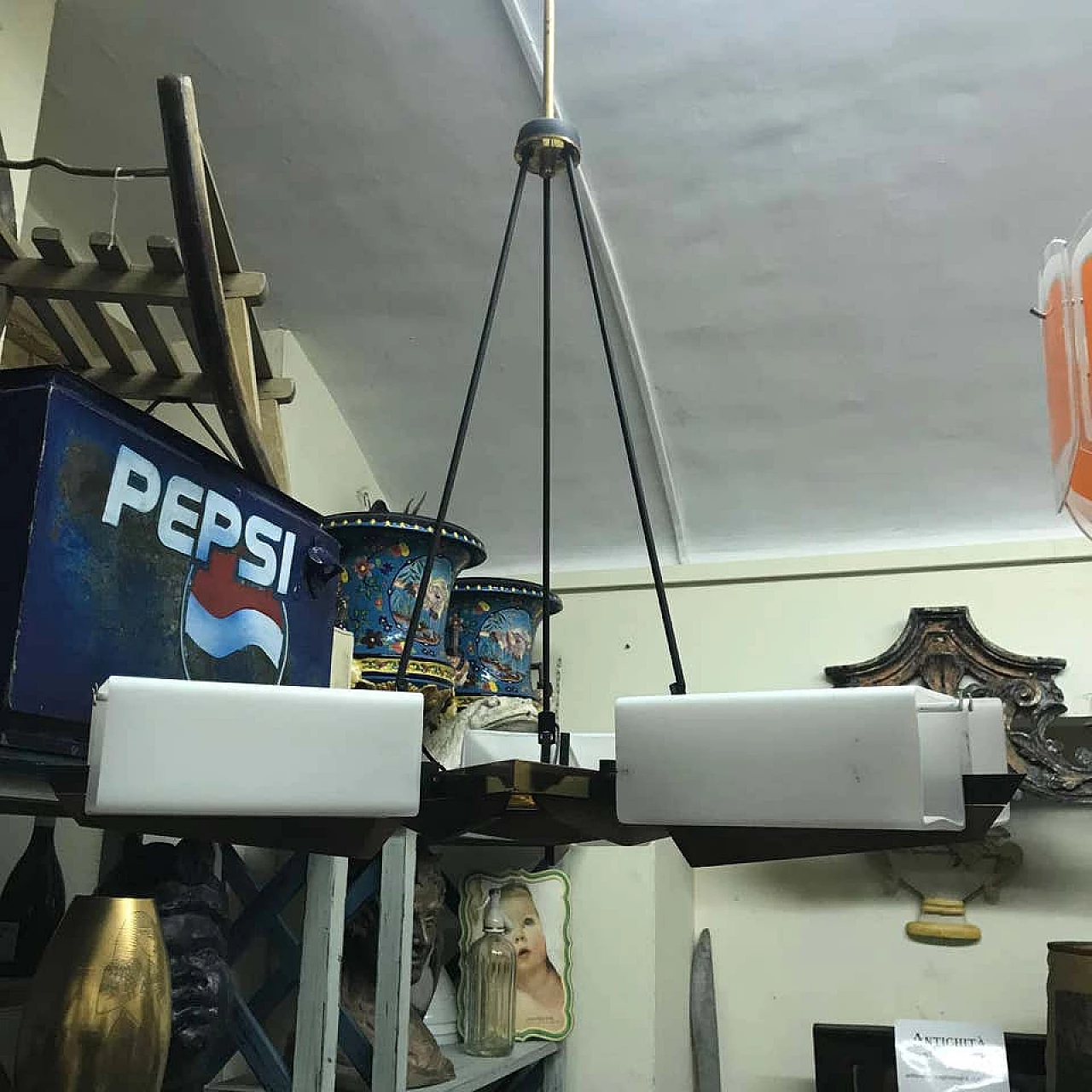 Teak and brass chandelier by Stilux, 1950's 1146896