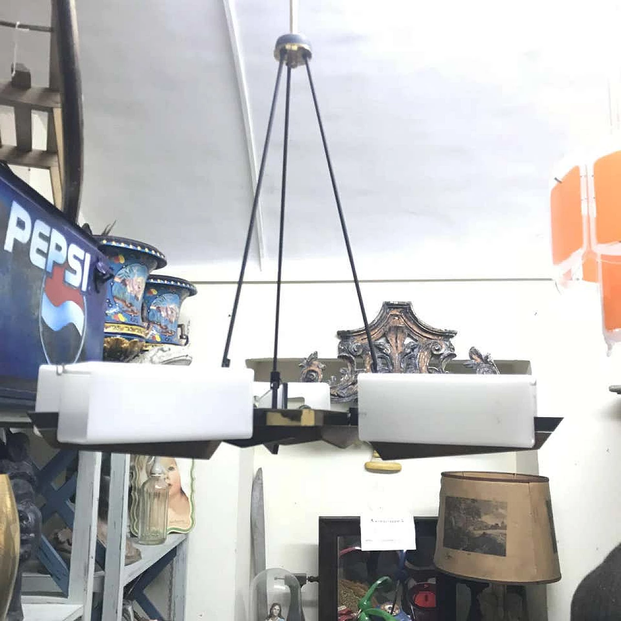 Teak and brass chandelier by Stilux, 1950's 1146897