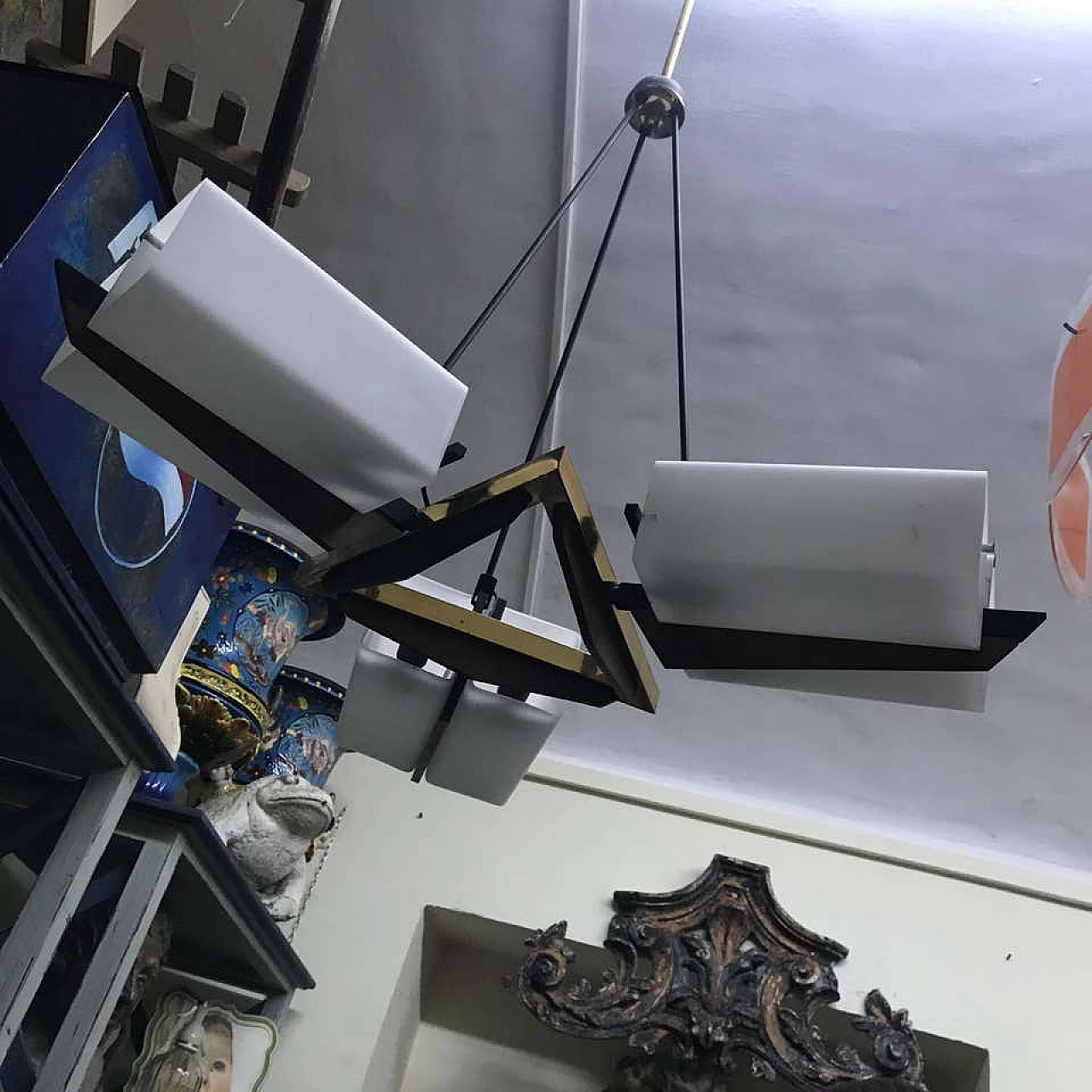 Teak and brass chandelier by Stilux, 1950's 1146899