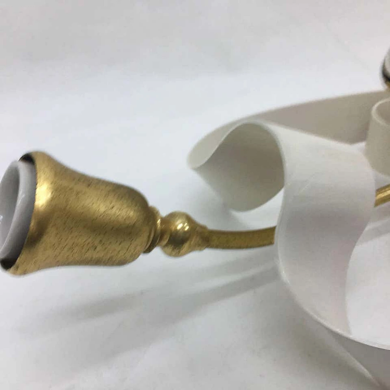 Pair of white and golden brass wall sconces, 1950s 1147004