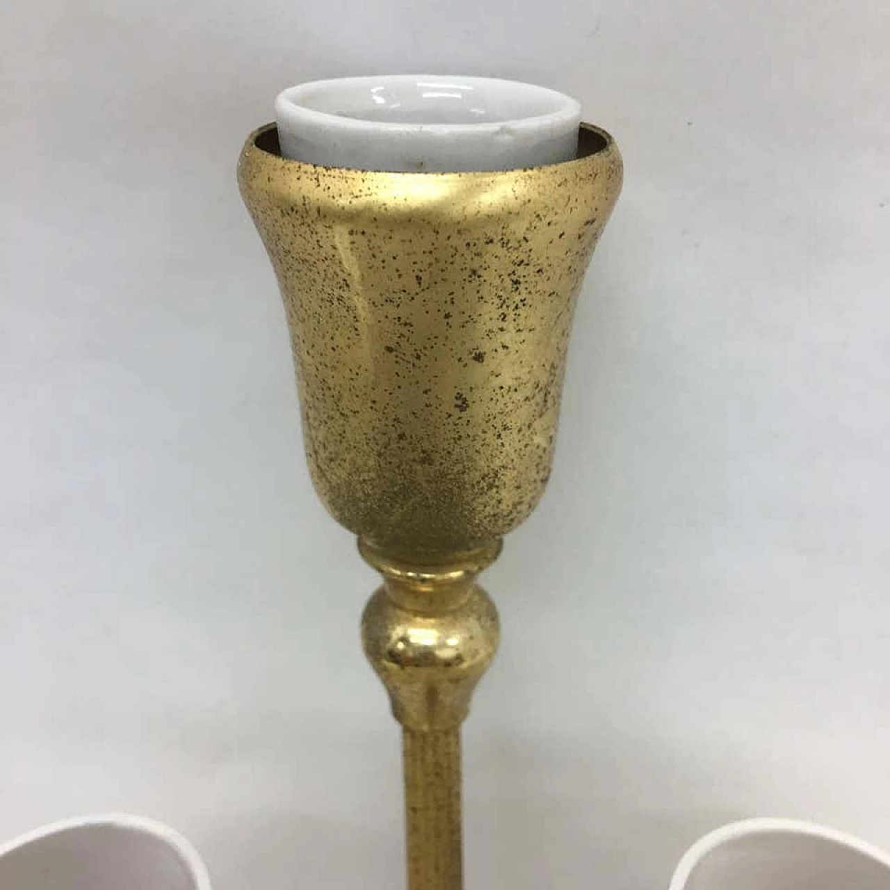 Pair of white and golden brass wall sconces, 1950s 1147009