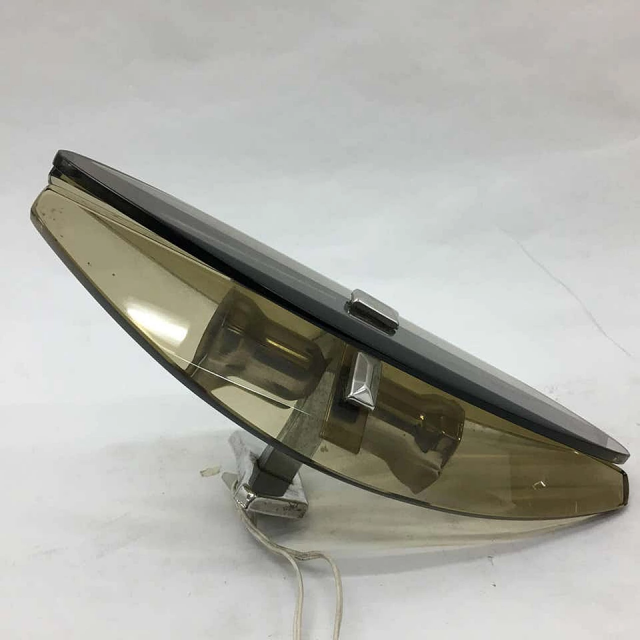 Pair of two wall sconces in smoke glass by Veca, 70s 1147039